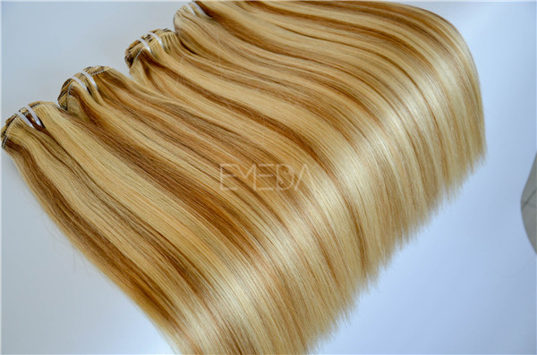 Top grade hot sale P-color double drawn remy human hair weave WJ030